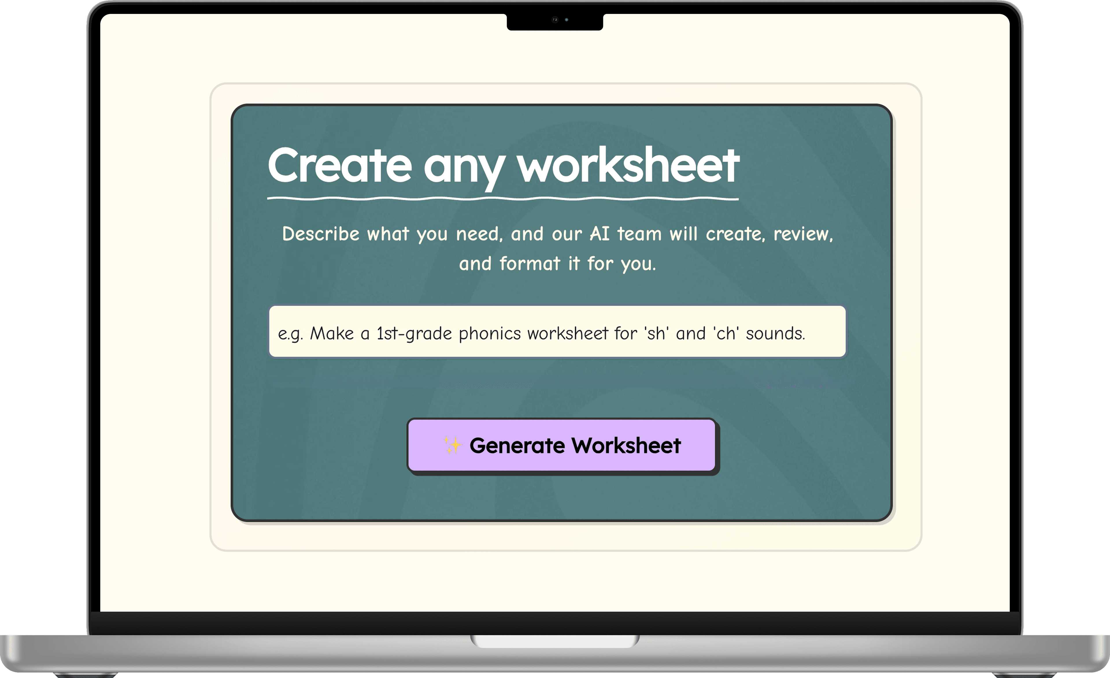 Generate Any Worksheet - PhonicsMaker app mockup